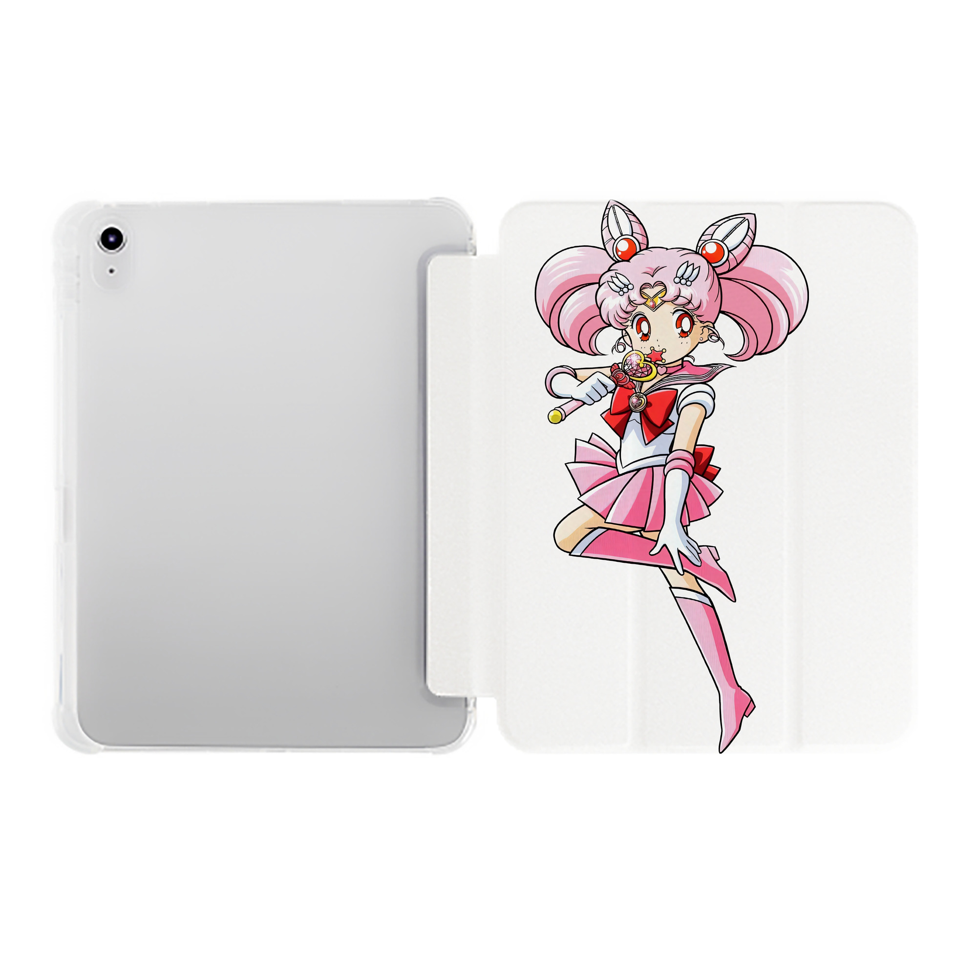 （画像用） 美少女戦士セーラームーン ちびうさ Sailor Moon Chibiusa Tsukino Usagi Small Lady Serenity IPad ケース ペン収納付き 三つ折りスタンド PUレザー×シリコン 対応機種9.5/10.5/10.9インチ